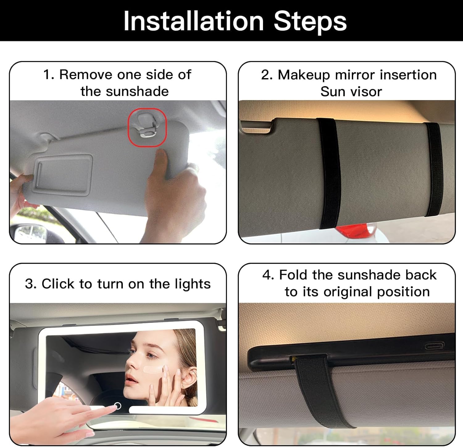 Car Vanity Mirror with Protective Cover