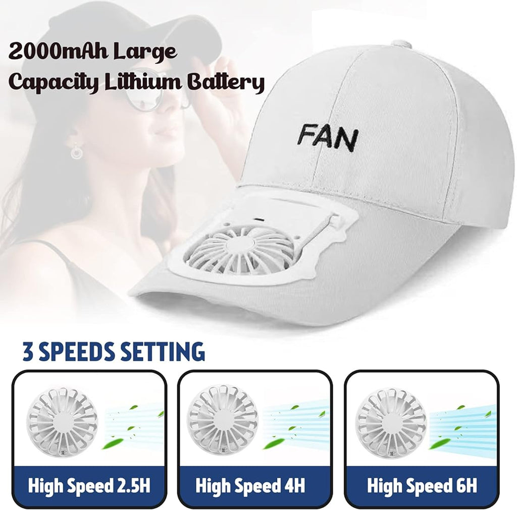 Portable USB Rechargeable Fan Cap