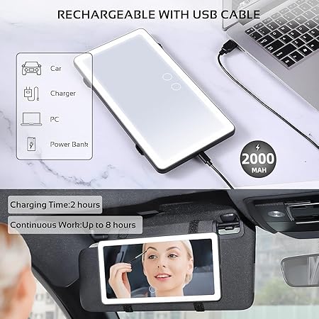 Car Vanity Mirror with Protective Cover