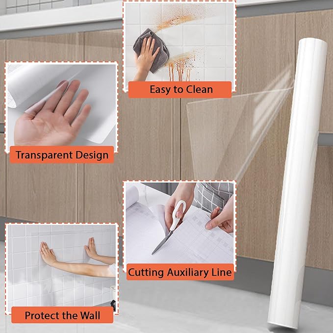 Transparent Kitchen Oil-Proof Wall Sticker Heat-Resistant